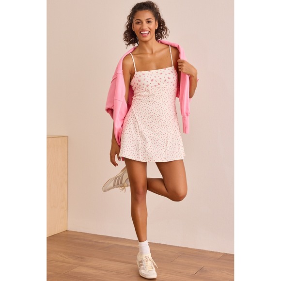 As Revival Dresses & Skirts - AS Revival Pink Floral Mini Active Tennis Dress Built-in Shorts Size Large